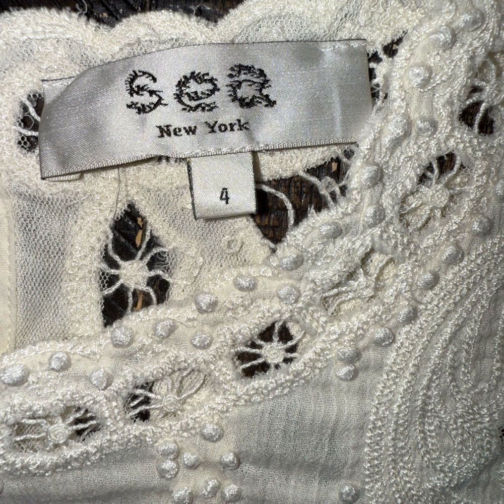 Sea NY Lysa Embroidery long Sleeve Dress Cream - Picture 17 of 17